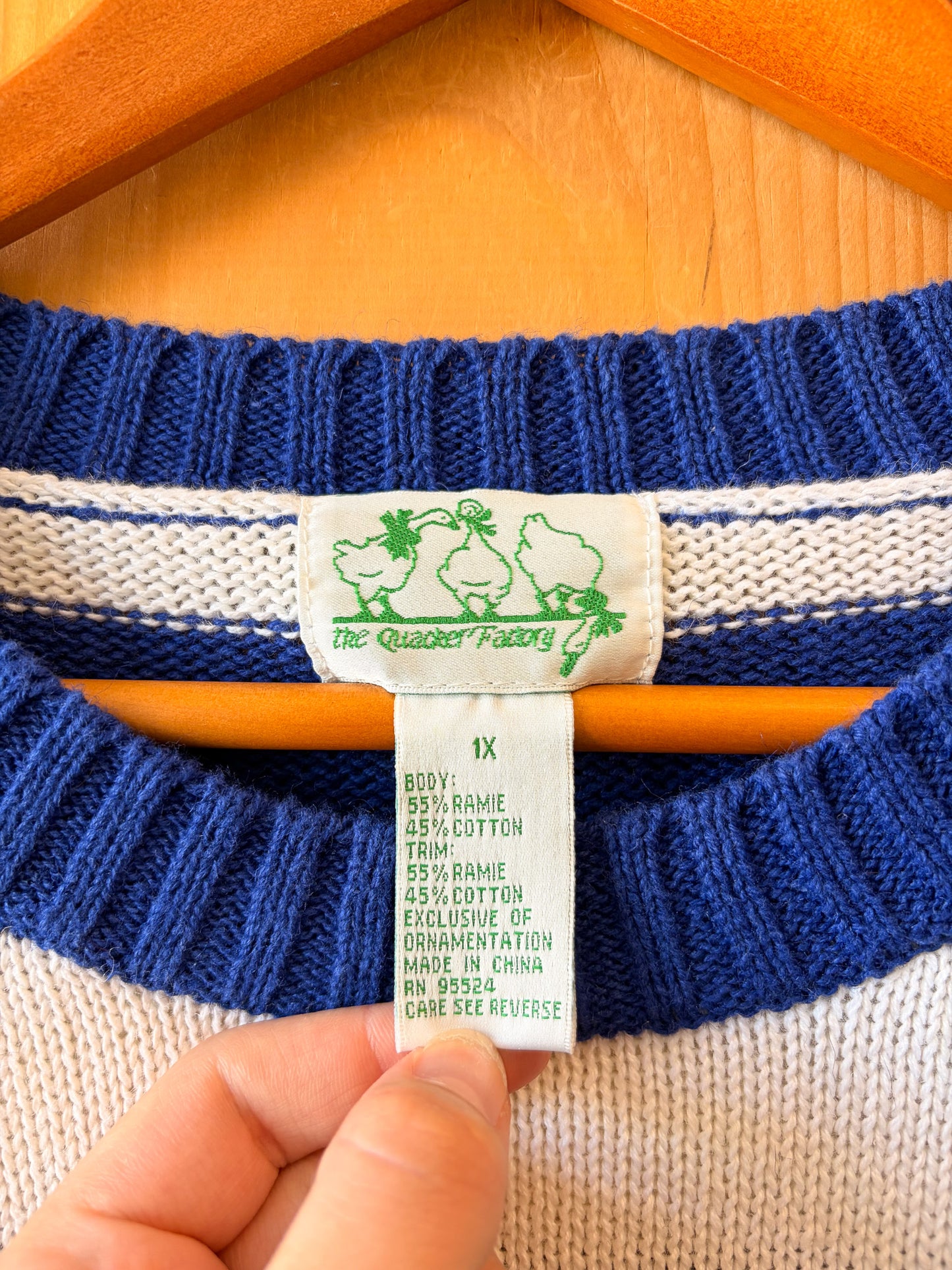 Vtg Striped Anchor Sweater : 1X