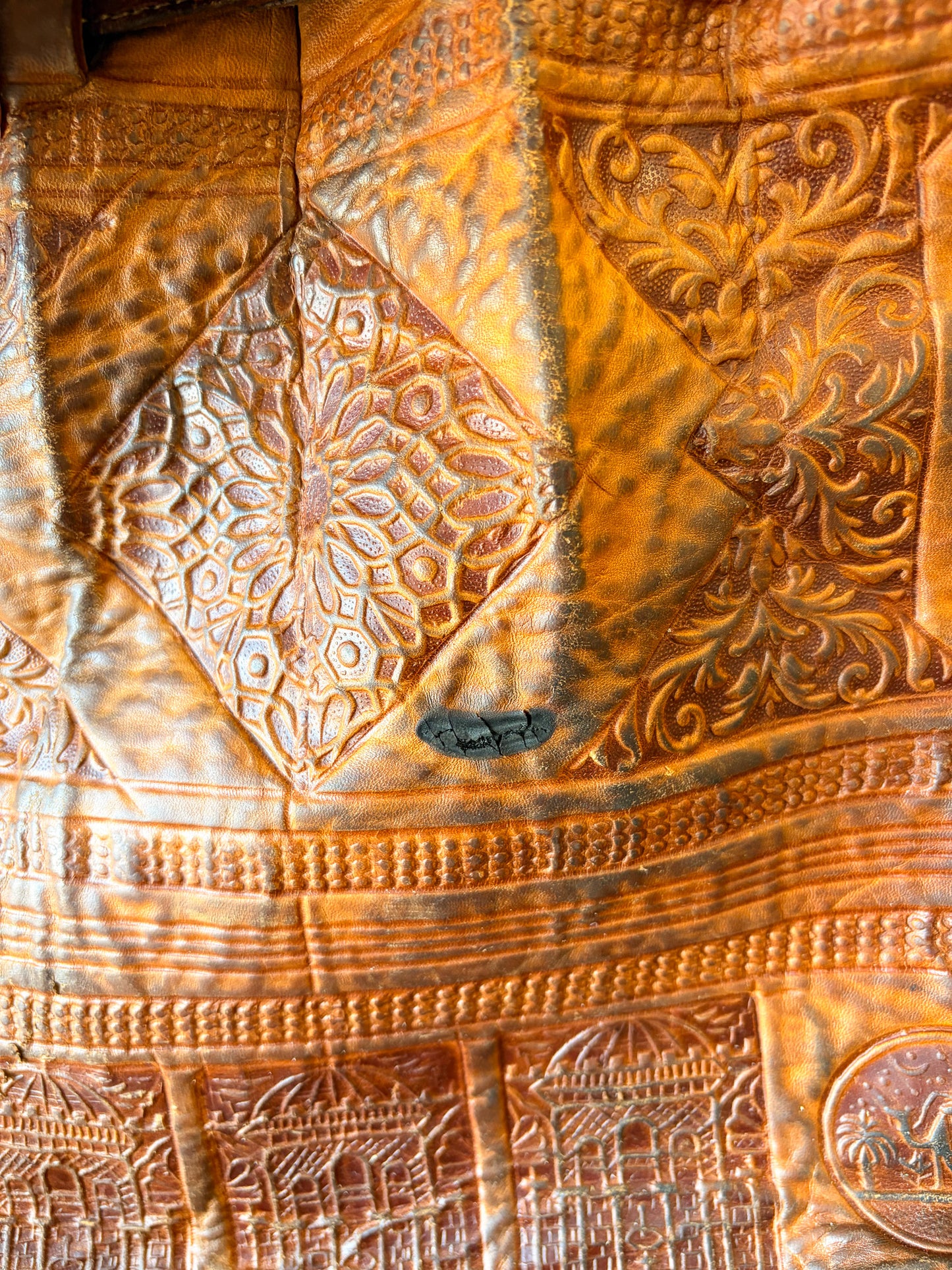 Tooled Leather Bucket Bag (As Is)