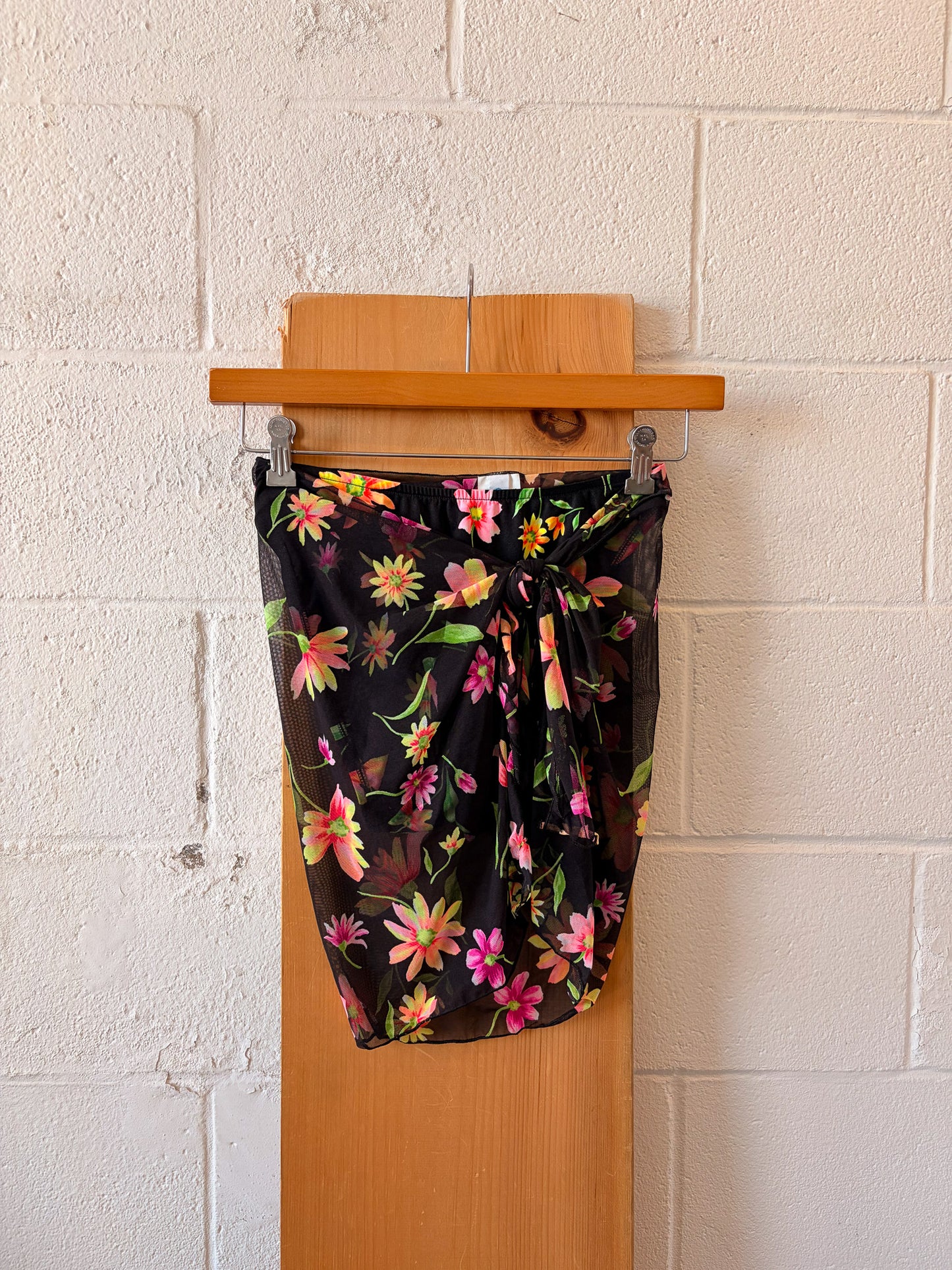 Vtg Floral Swimsuit & Wrap Skirt Set : M