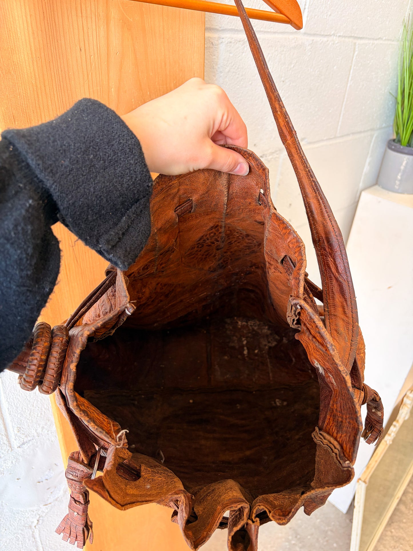 Tooled Leather Bucket Bag (As Is)