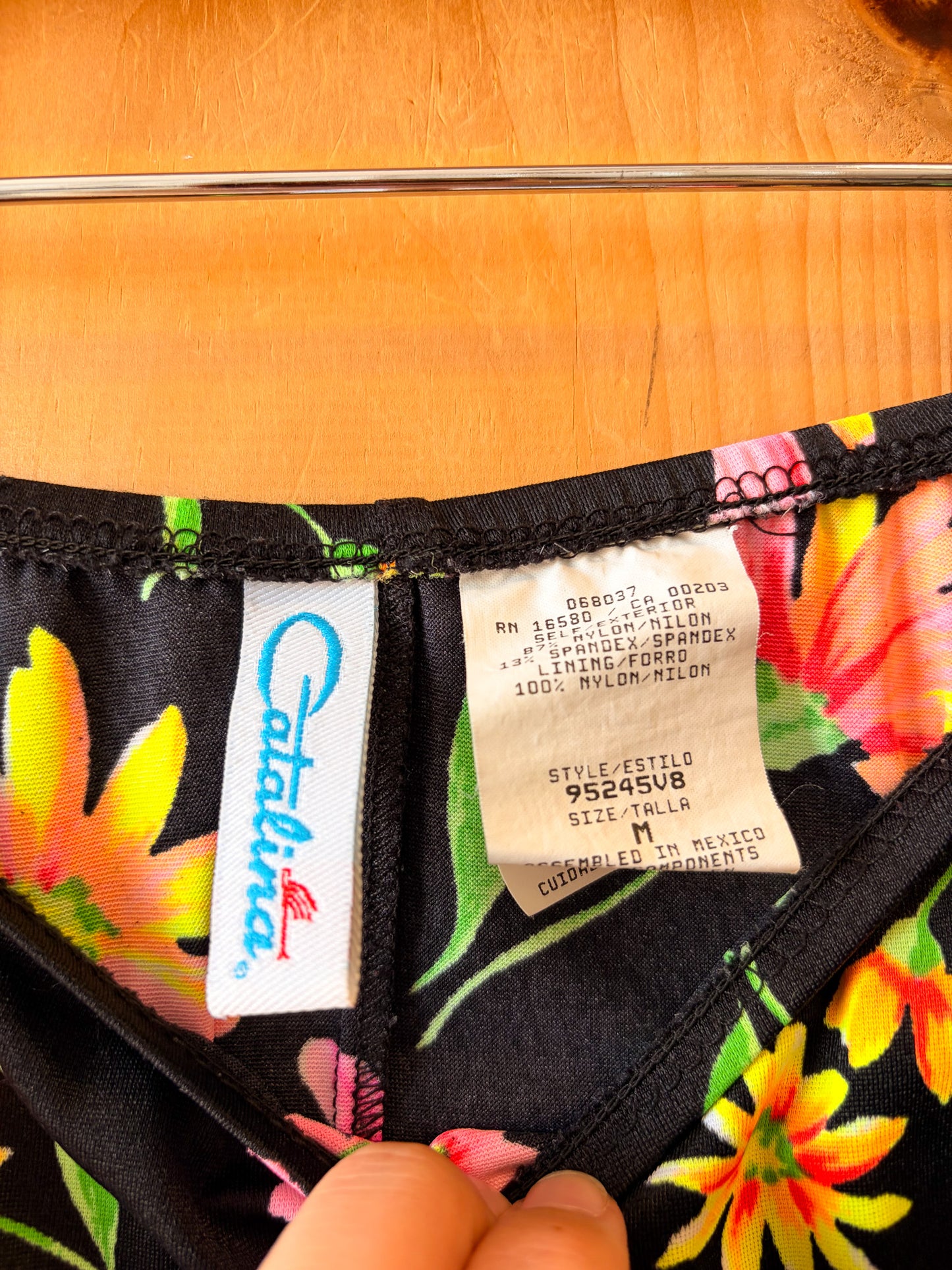 Vtg Floral Swimsuit & Wrap Skirt Set : M