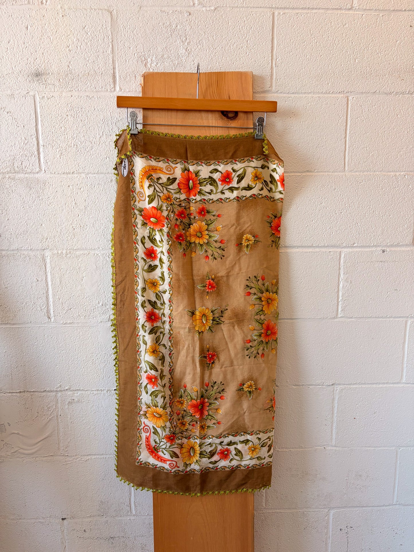 Green Trimmed Floral Scarf