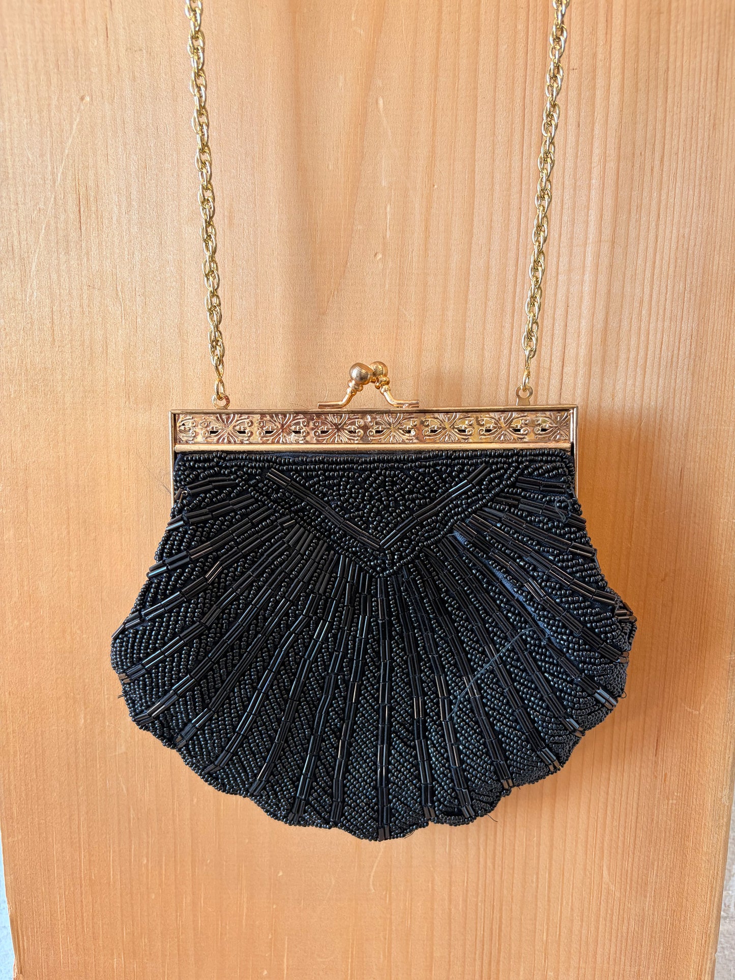 Black Beaded Evening Purse
