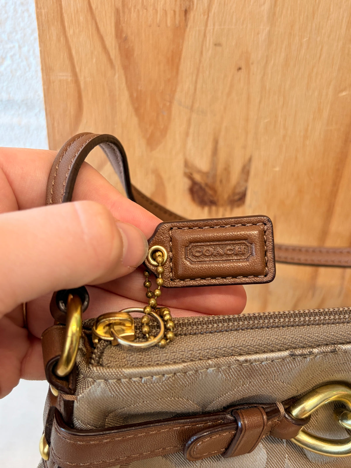 Coach Madison Signature Canvas Wristlet / Mini Bag