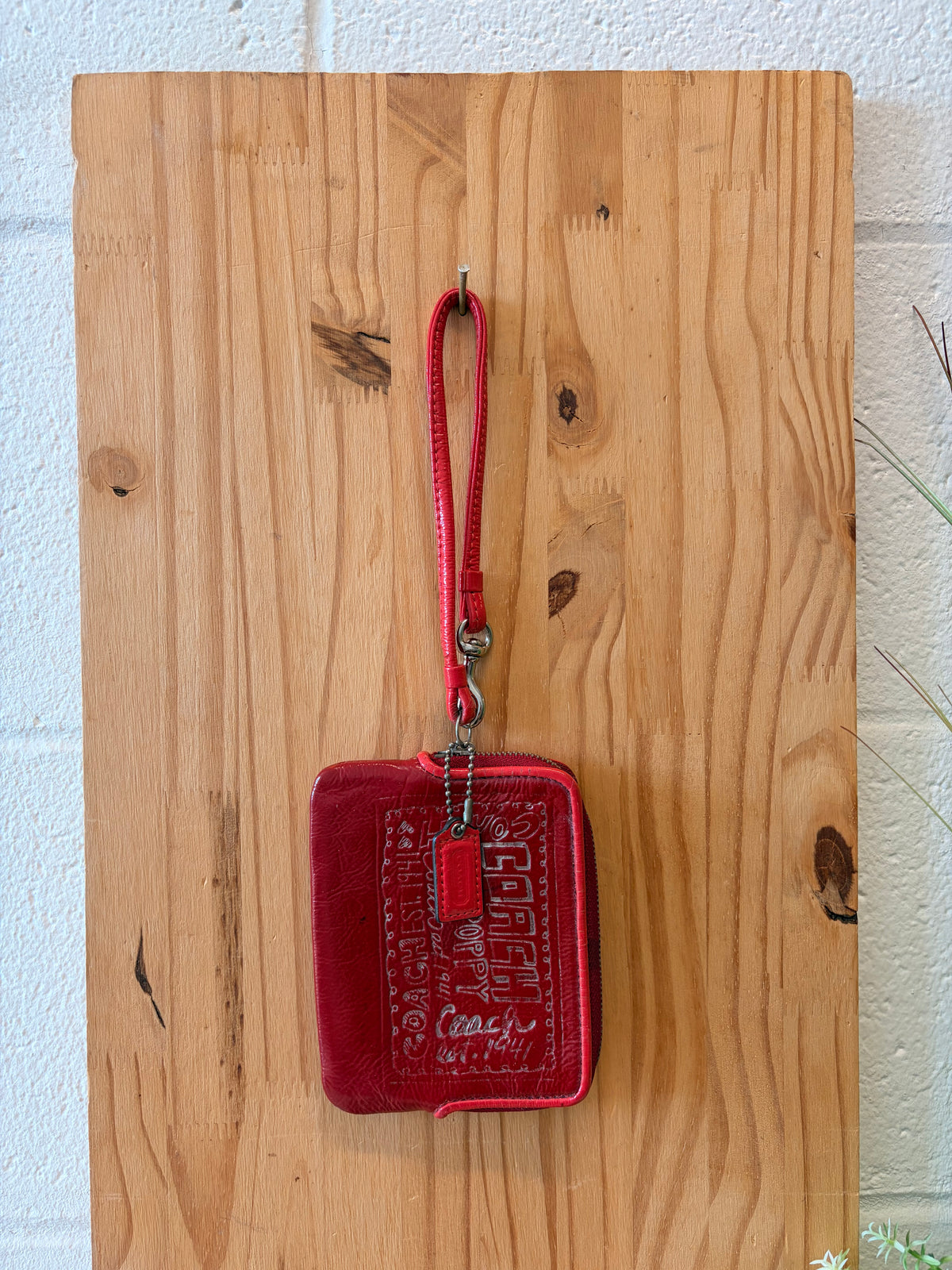 Red Coach Poppy Wristlet