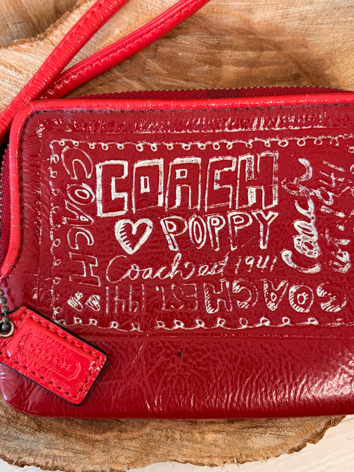 Red Coach Poppy Wristlet