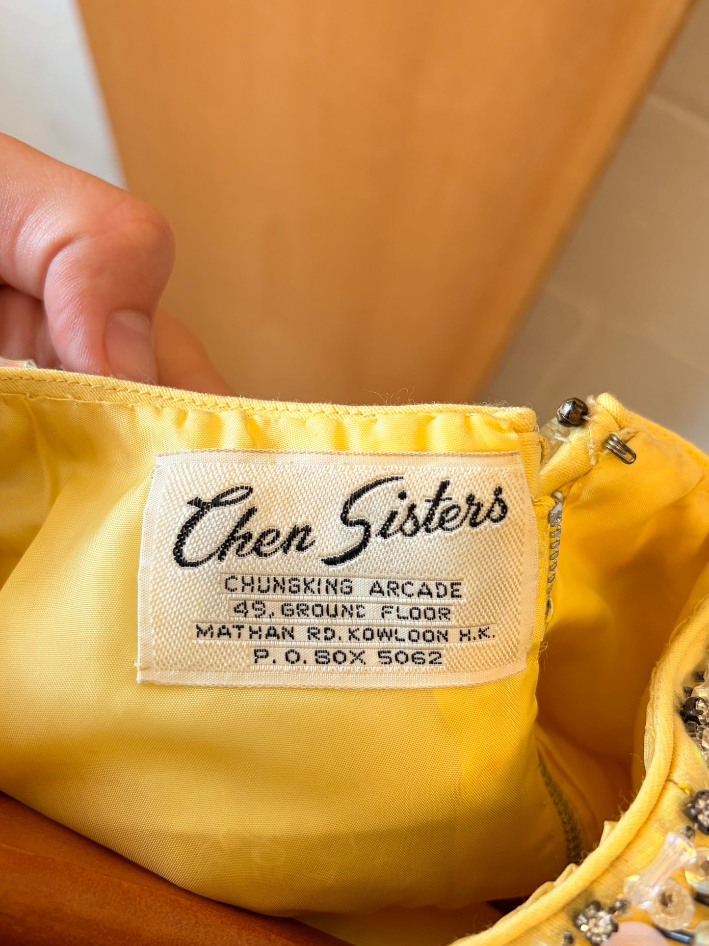 Vtg Yellow Beaded Mod Dress : M