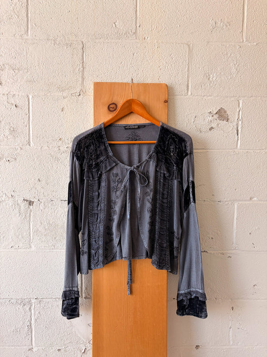 Navy Velvet Boho Top : Free Size