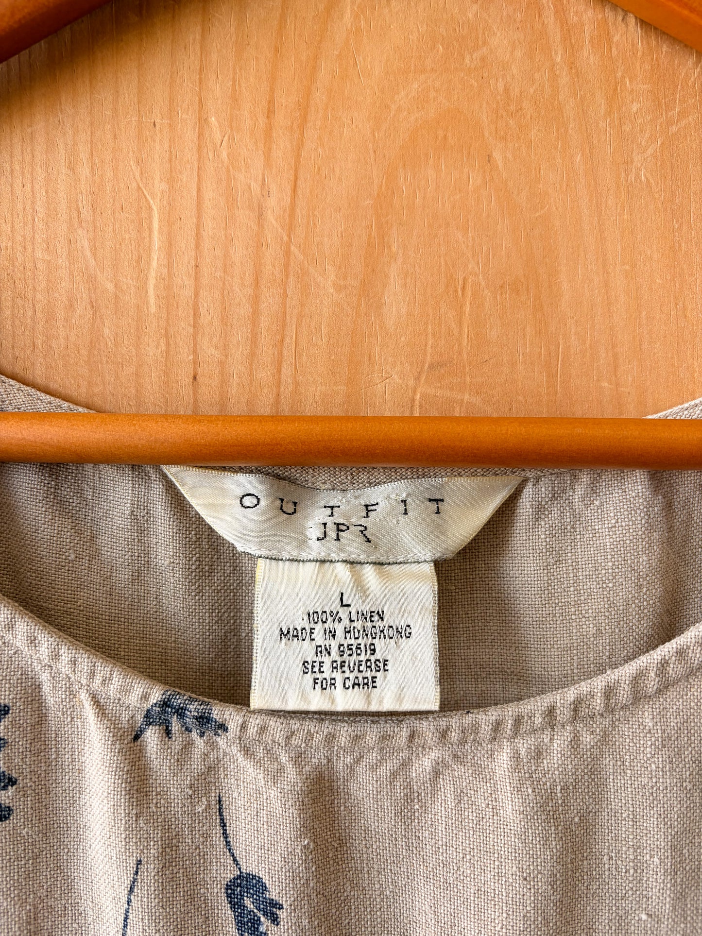 Vtg Floral Linen Dress : L