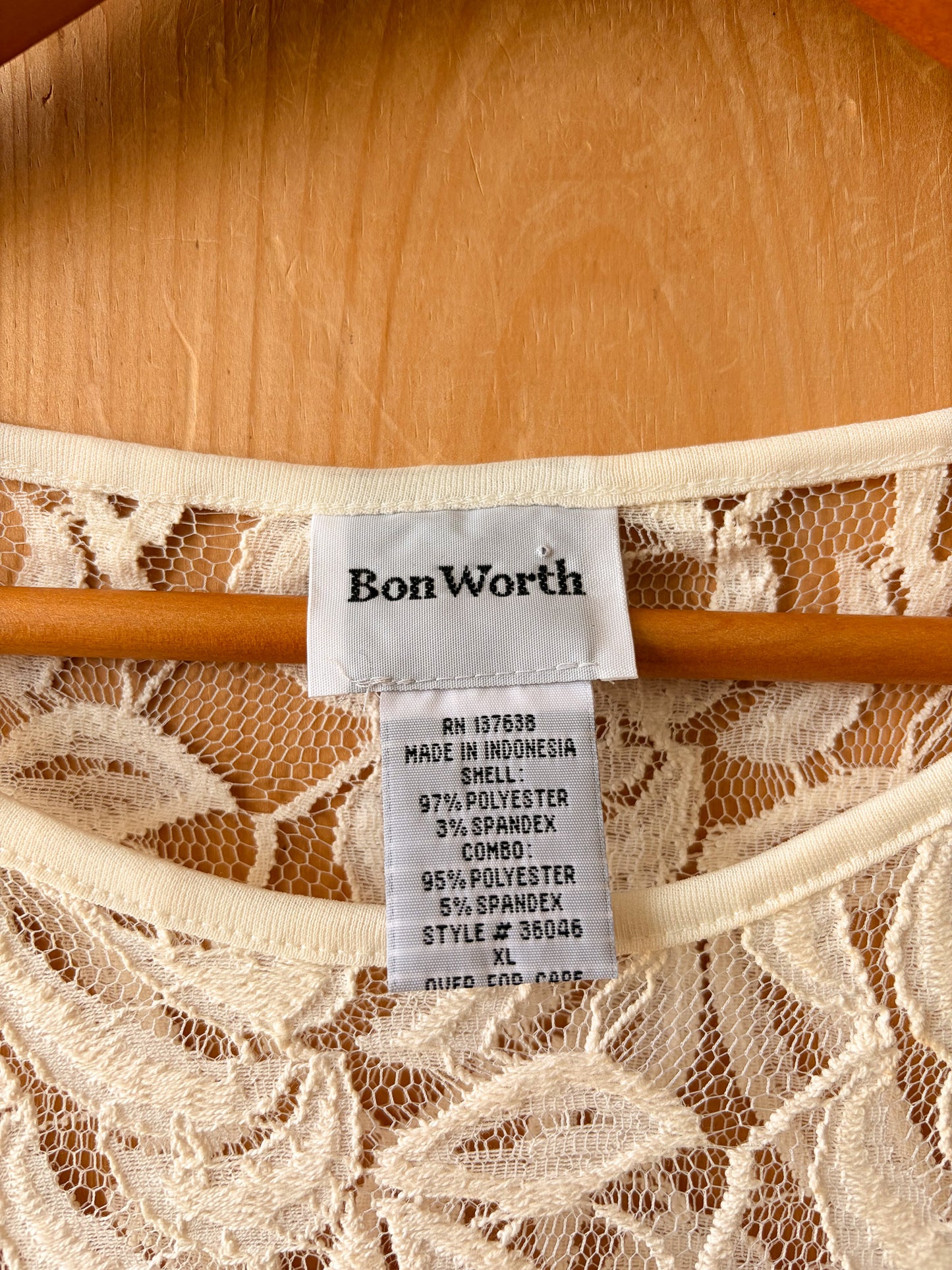 Ivory Sheer Lace Top : XL