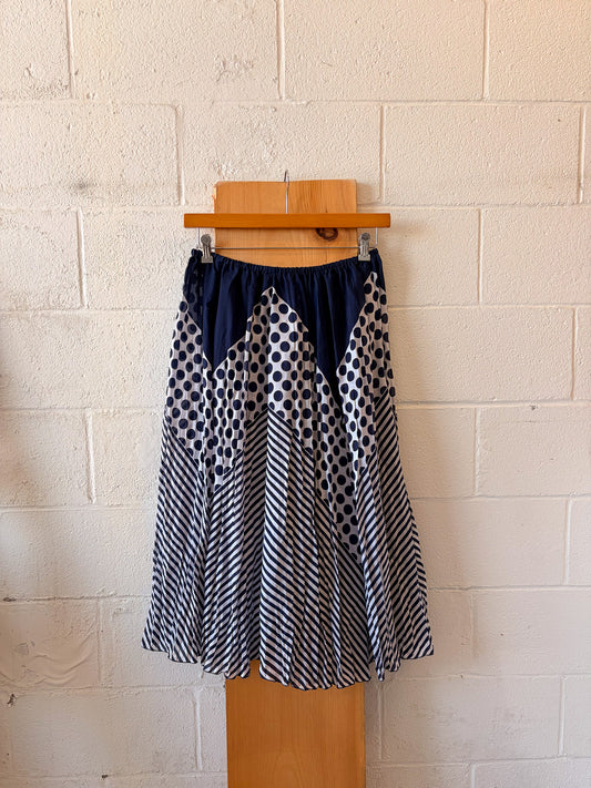 Navy & White Multi Patterned Skirt : 34"W
