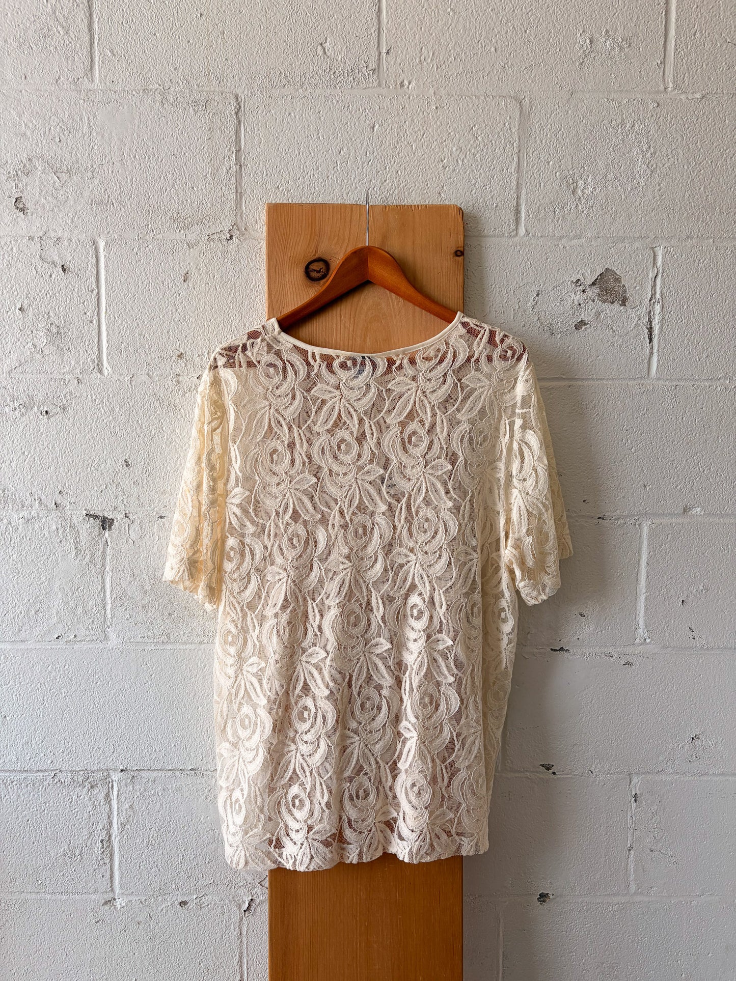 Ivory Sheer Lace Top : XL