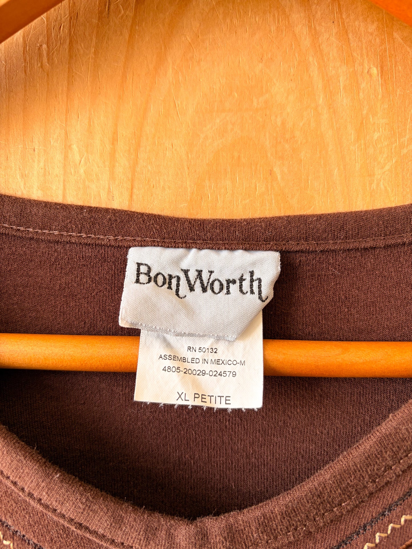 Brown Beaded Top : XL Petite