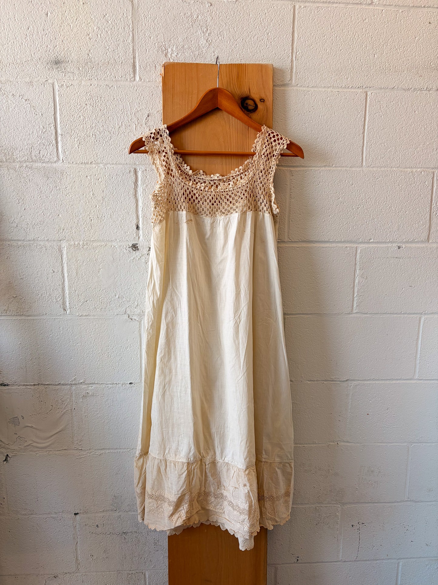 Vtg Crochet Yoke Dress : M (As Is)