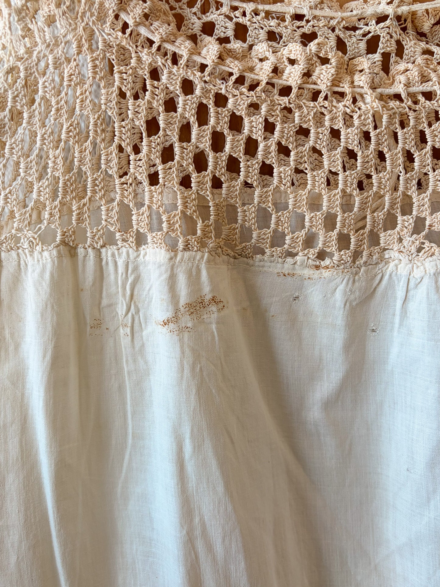 Vtg Crochet Yoke Dress : M (As Is)