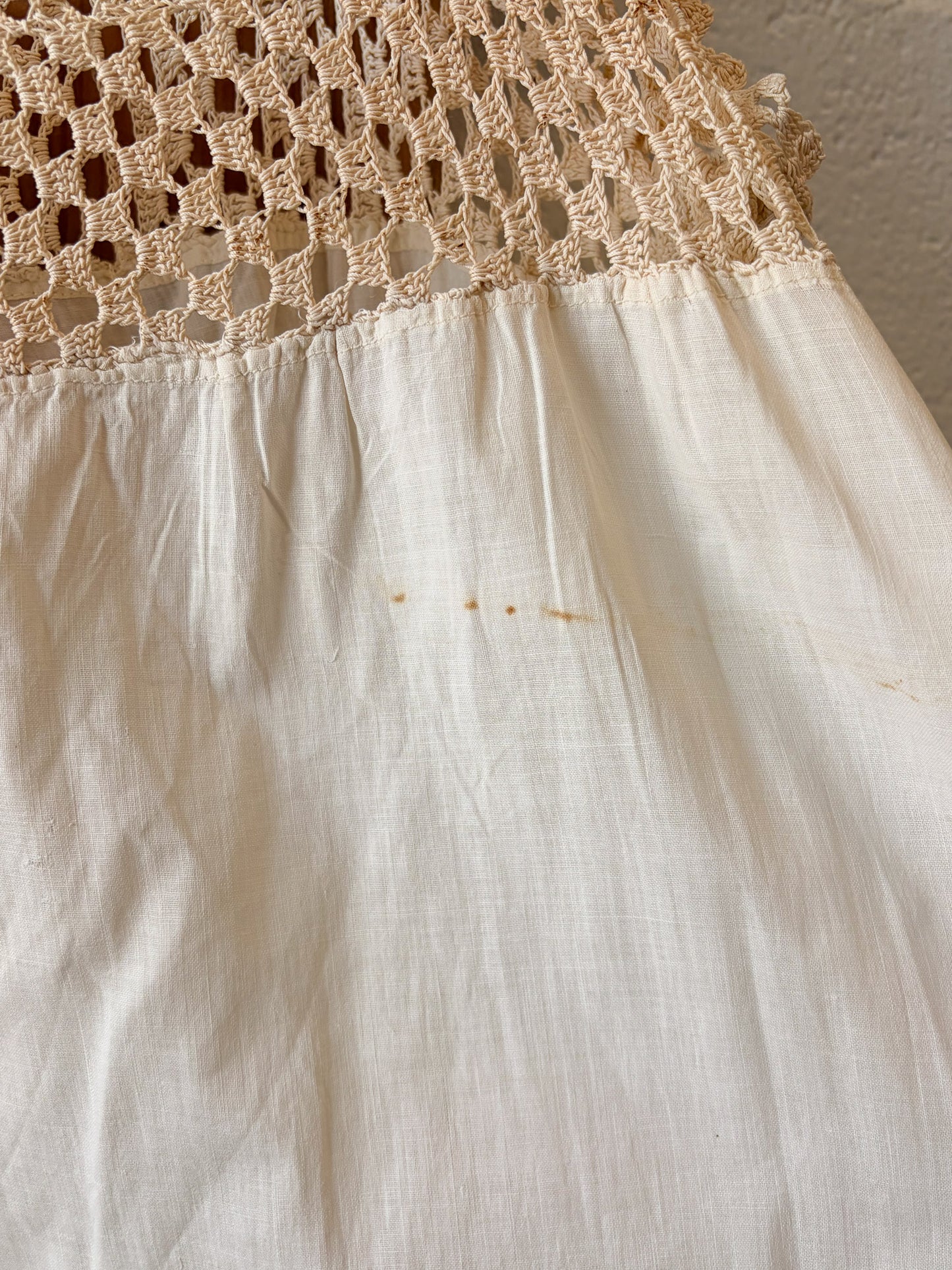 Vtg Crochet Yoke Dress : M (As Is)
