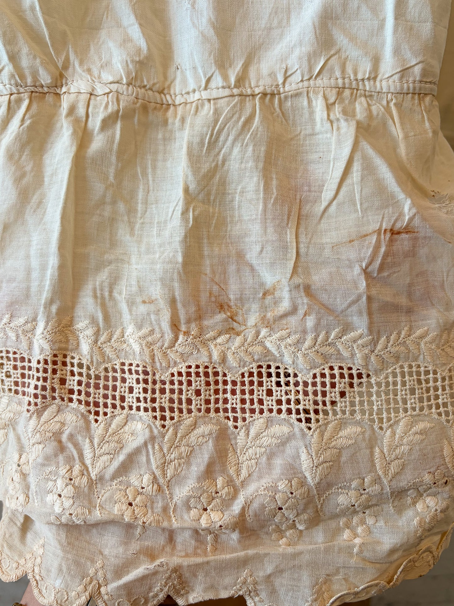 Vtg Crochet Yoke Dress : M (As Is)