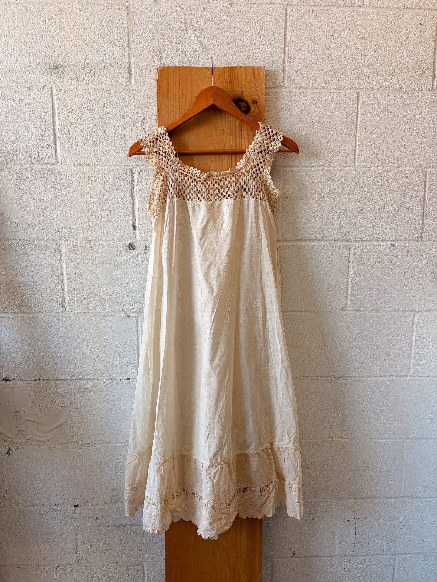 Vtg Crochet Yoke Dress : M (As Is)