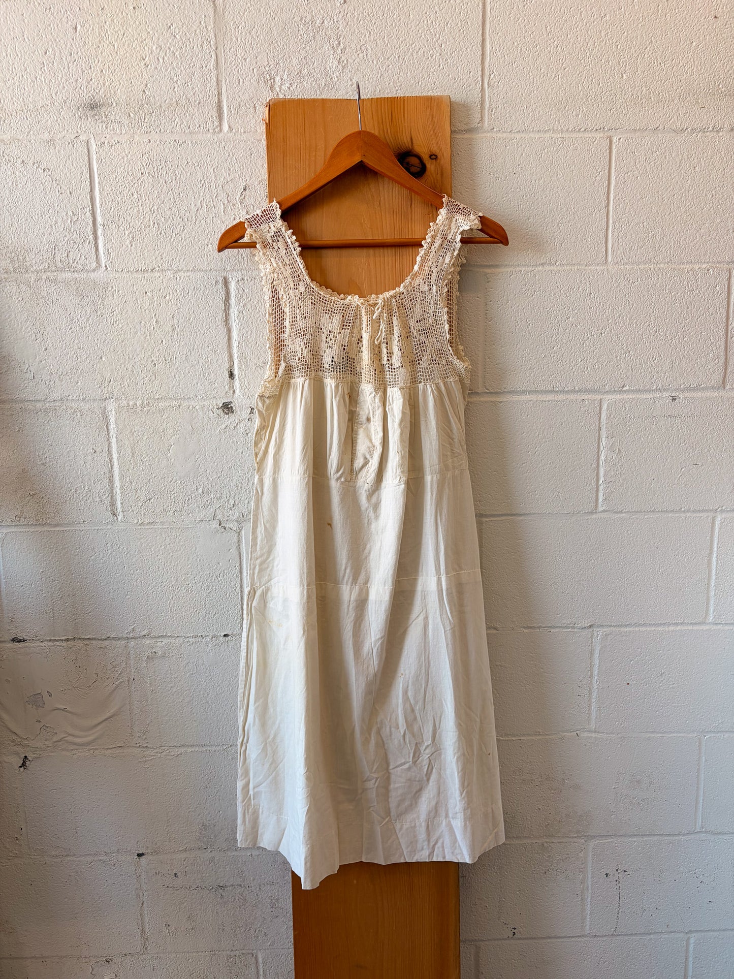 Vtg Floral Crochet Yoke Dress : M (As Is)