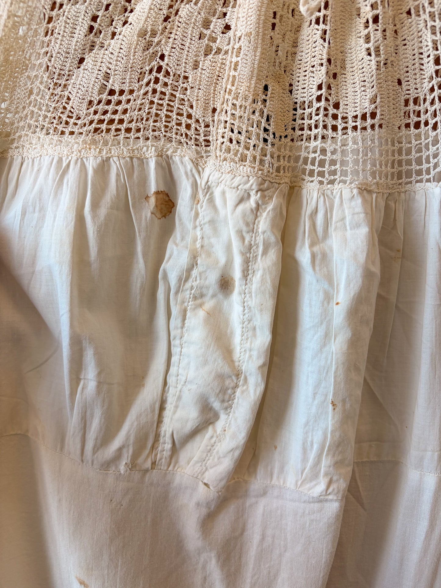 Vtg Floral Crochet Yoke Dress : M (As Is)