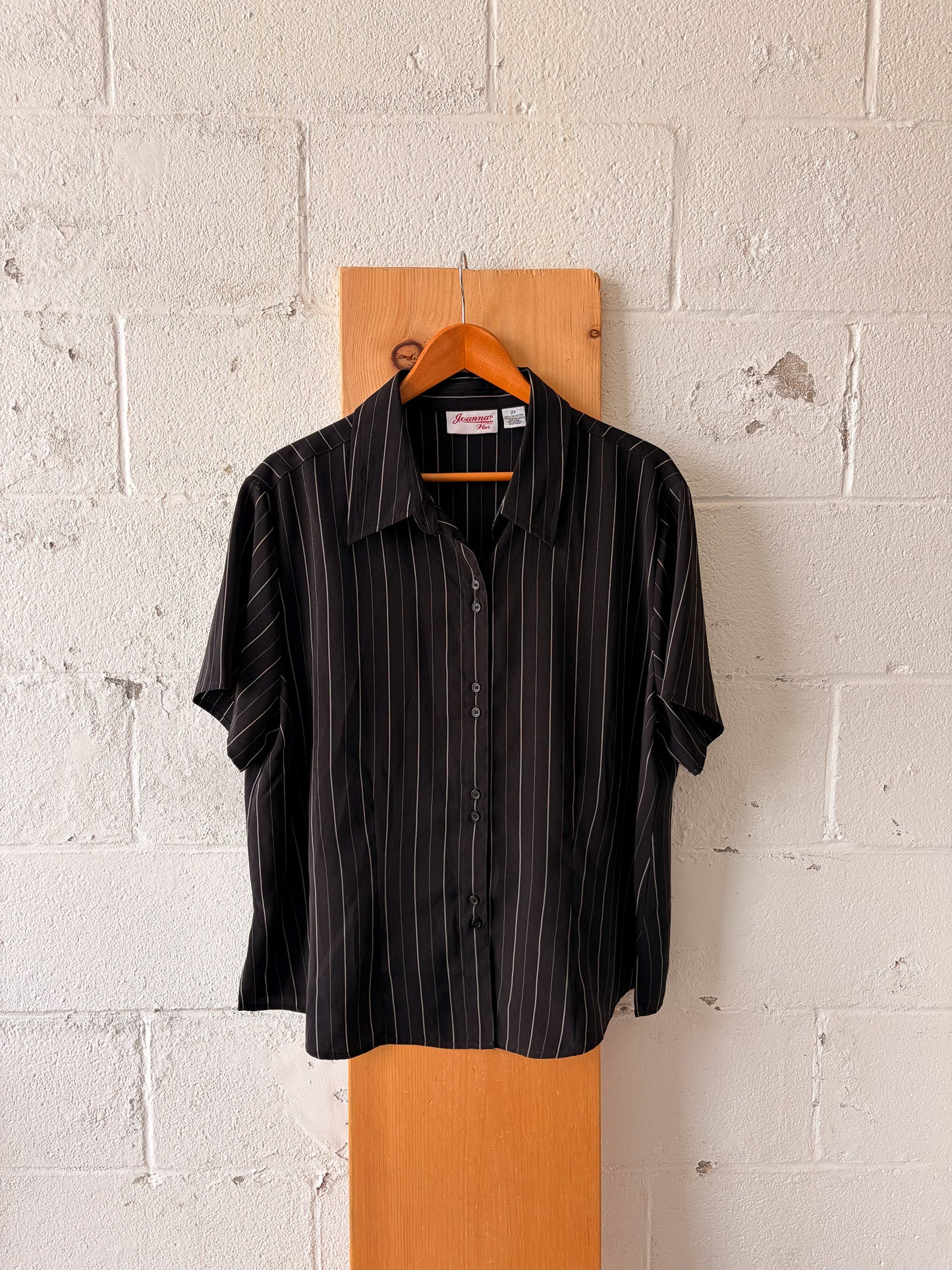 Vtg Striped Button Up Blouse : 2X