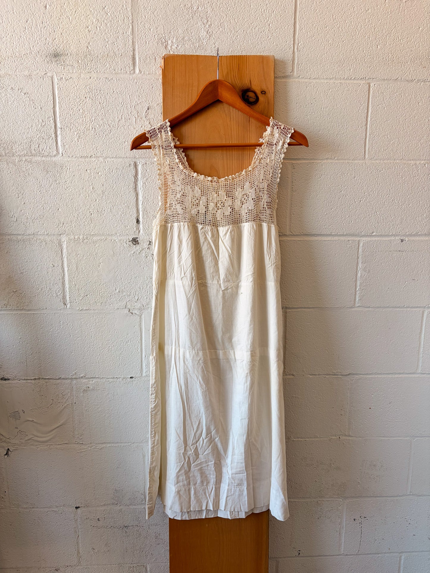 Vtg Floral Crochet Yoke Dress : M (As Is)