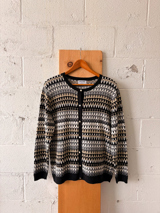 Vtg Patterned Cardigan : L