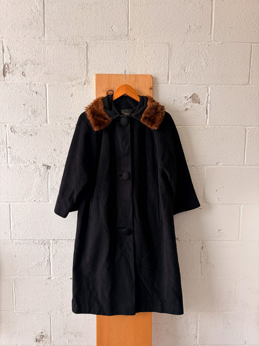 Vtg Titche's Fur Collared Peacoat : M (Local Pick Up Only)