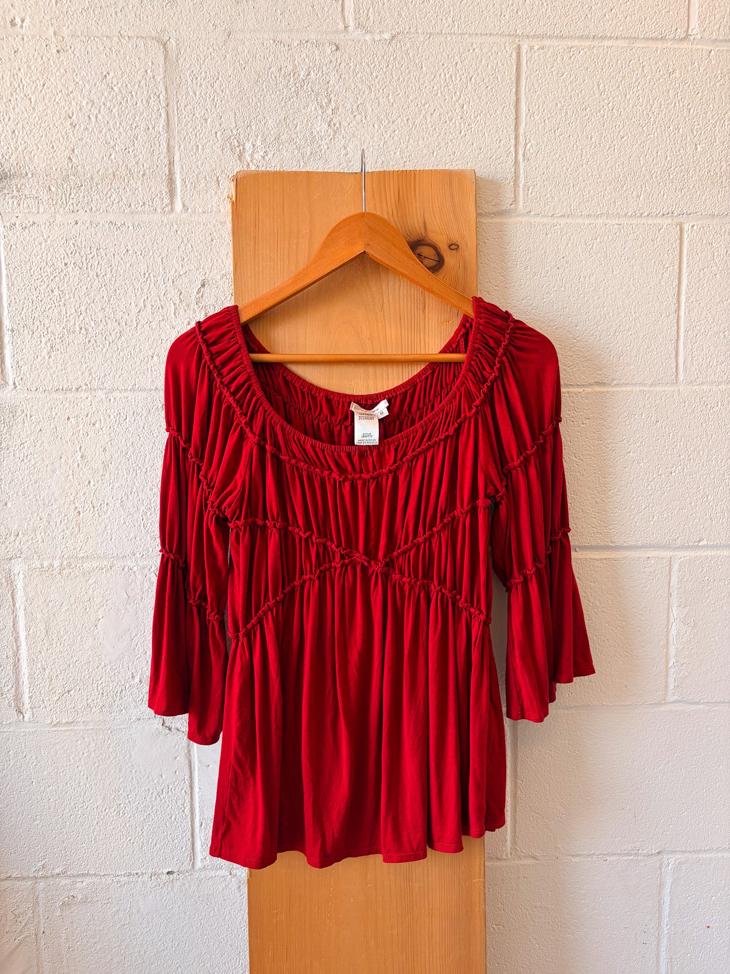 Red Ruched Top : M