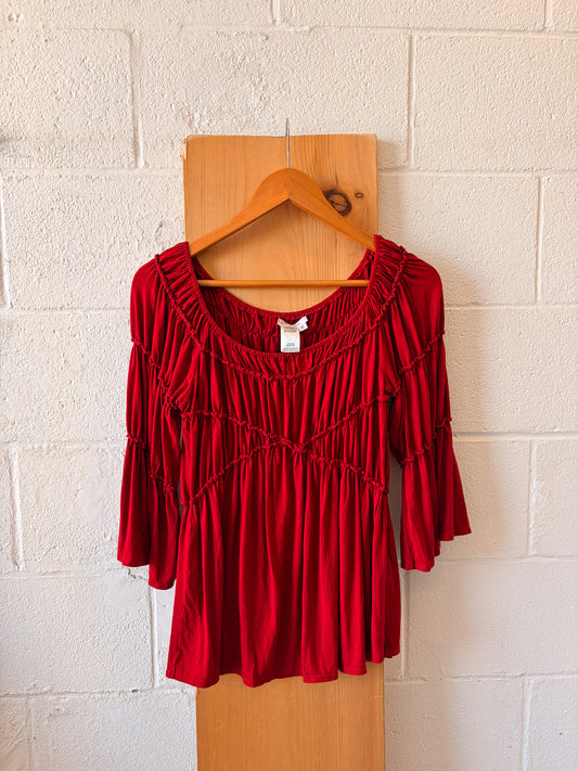Red Ruched Top : M
