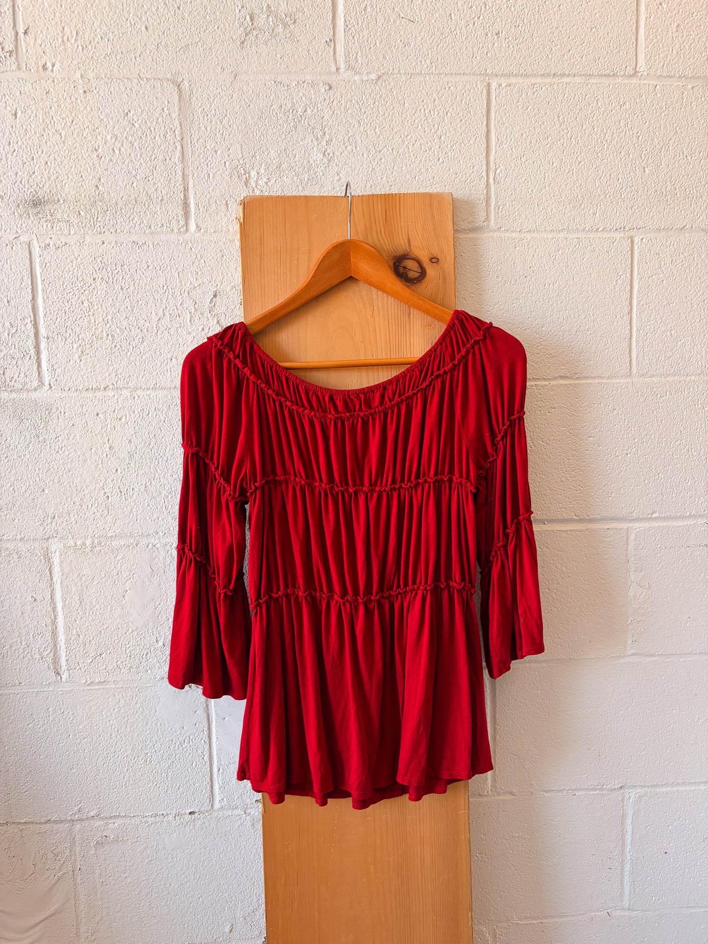 Red Ruched Top : M