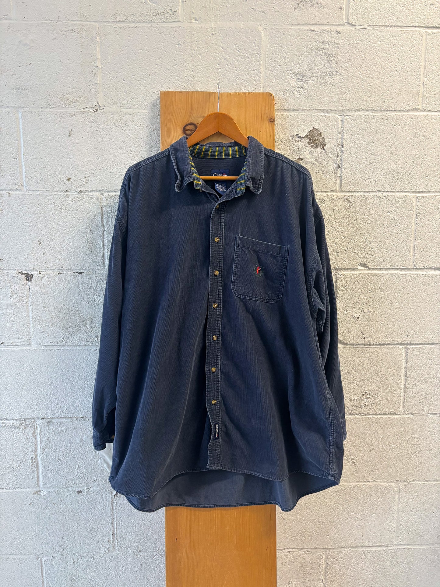 Navy Corduroy Button Up : 2XL