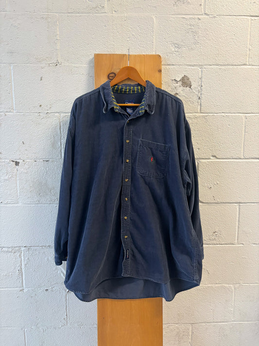 Navy Corduroy Button Up : 2XL
