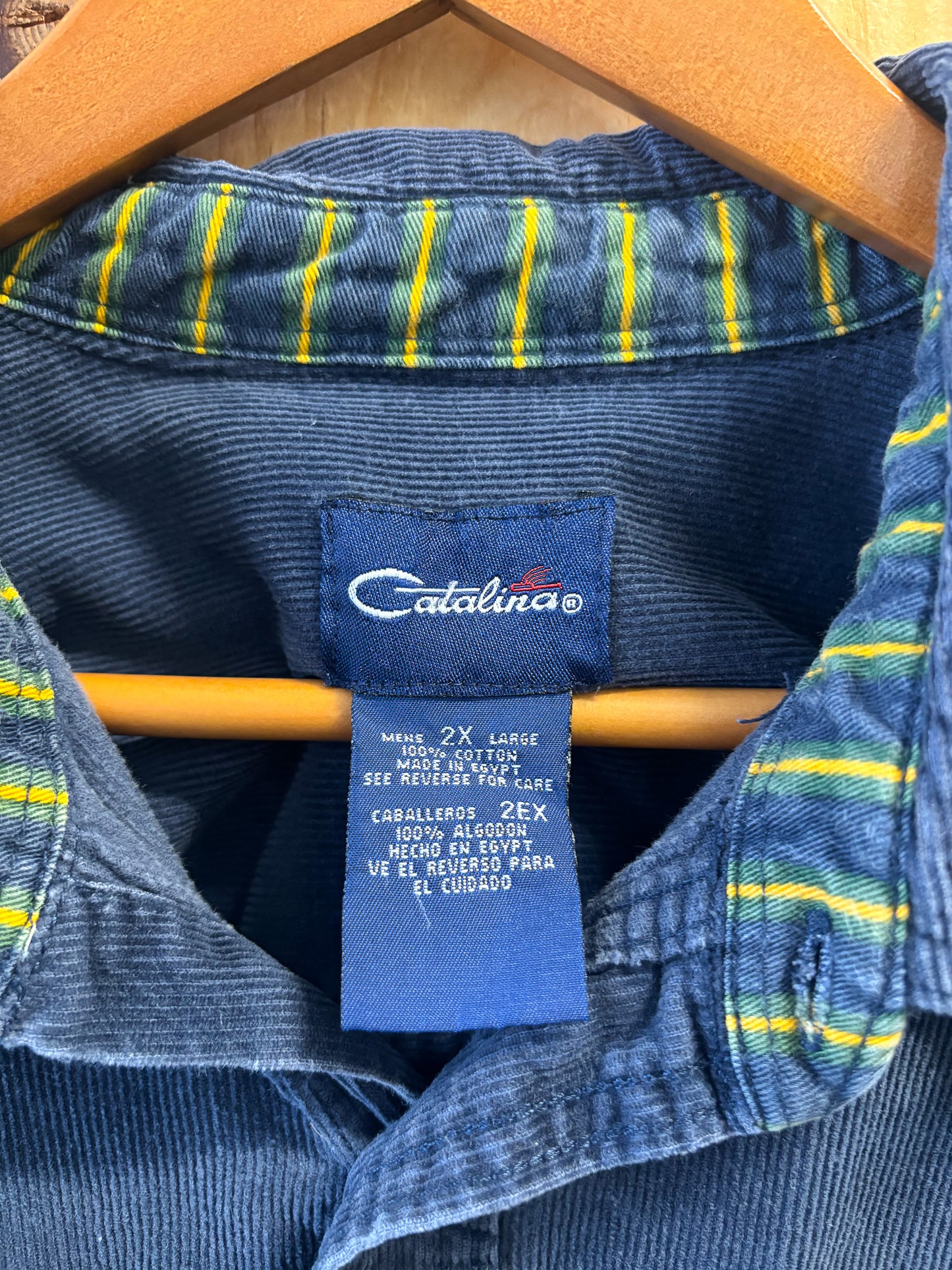 Navy Corduroy Button Up : 2XL