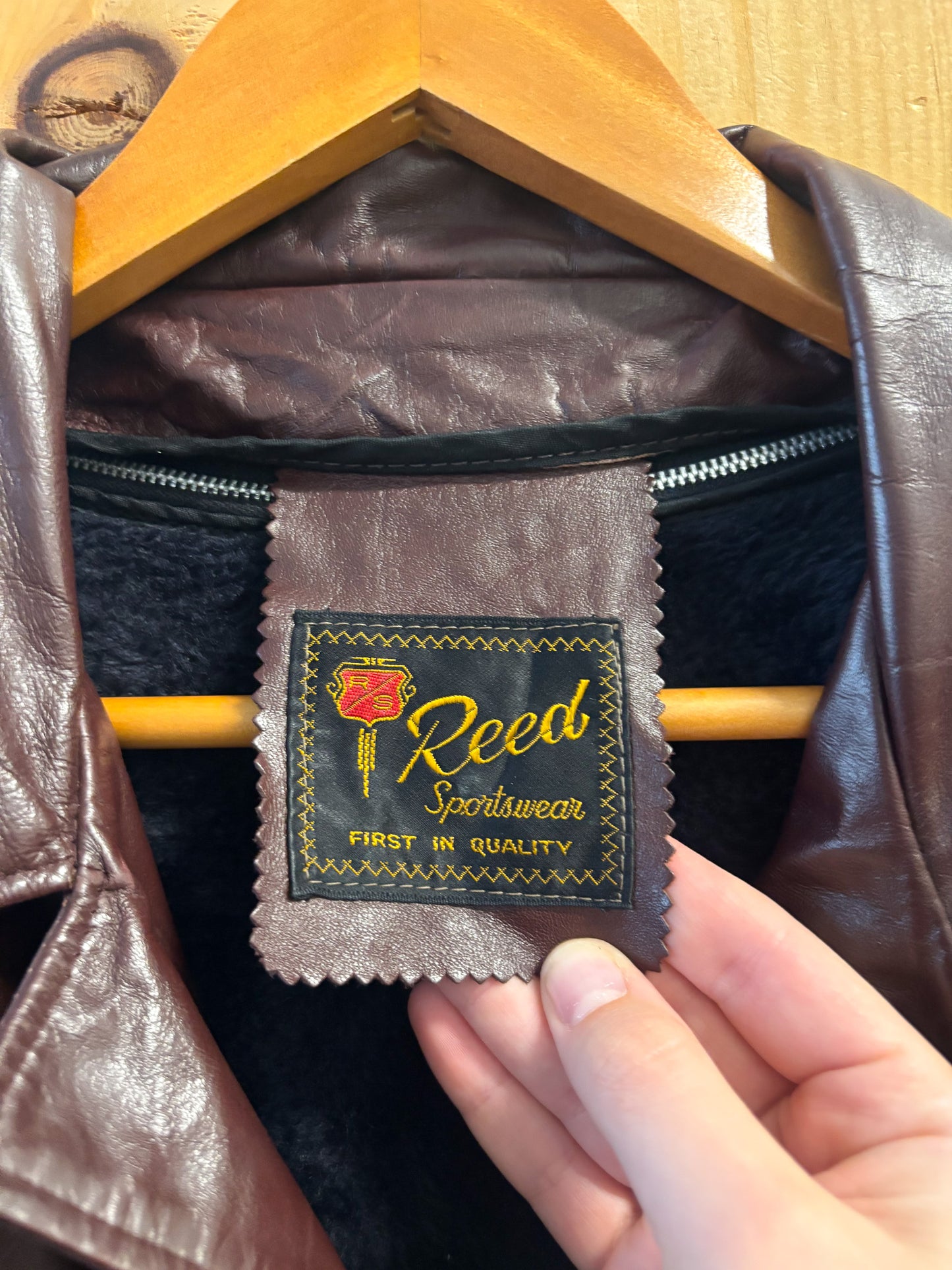 Vtg Burgundy Leather Jacket : L/XL