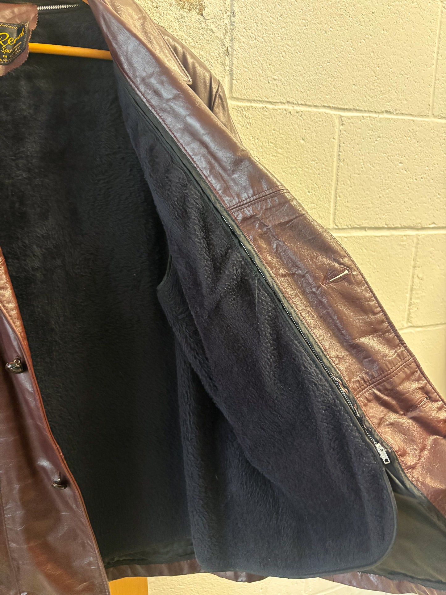 Vtg Burgundy Leather Jacket : L/XL