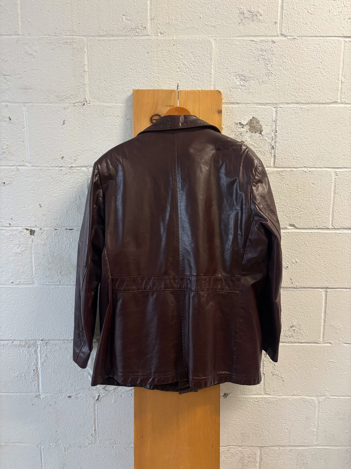 Vtg Burgundy Leather Jacket : L/XL