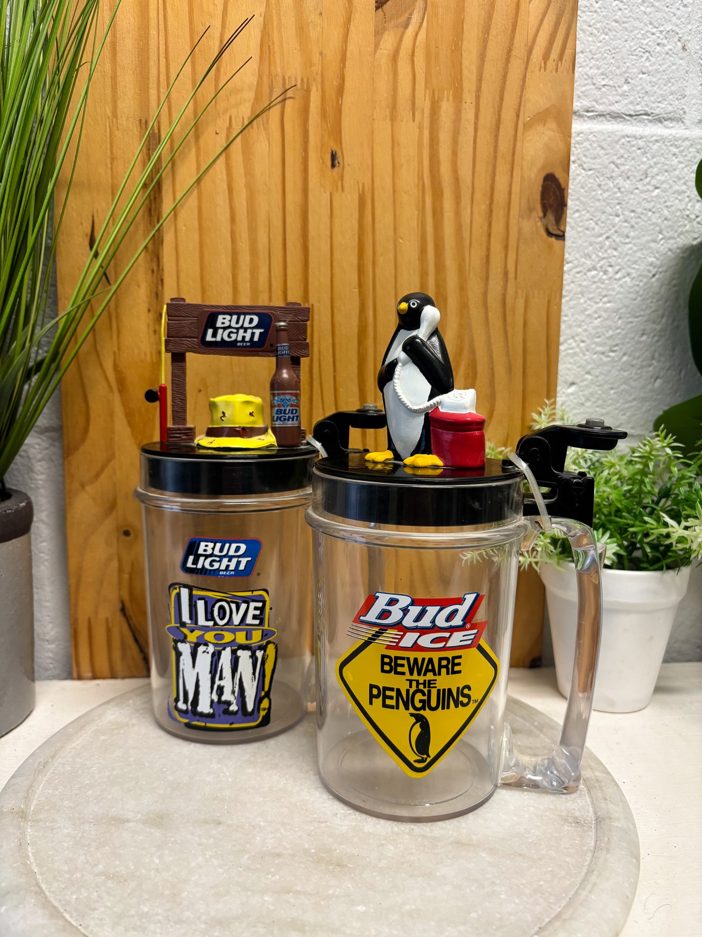 Vtg Pair of 90's Bud Light Mugs