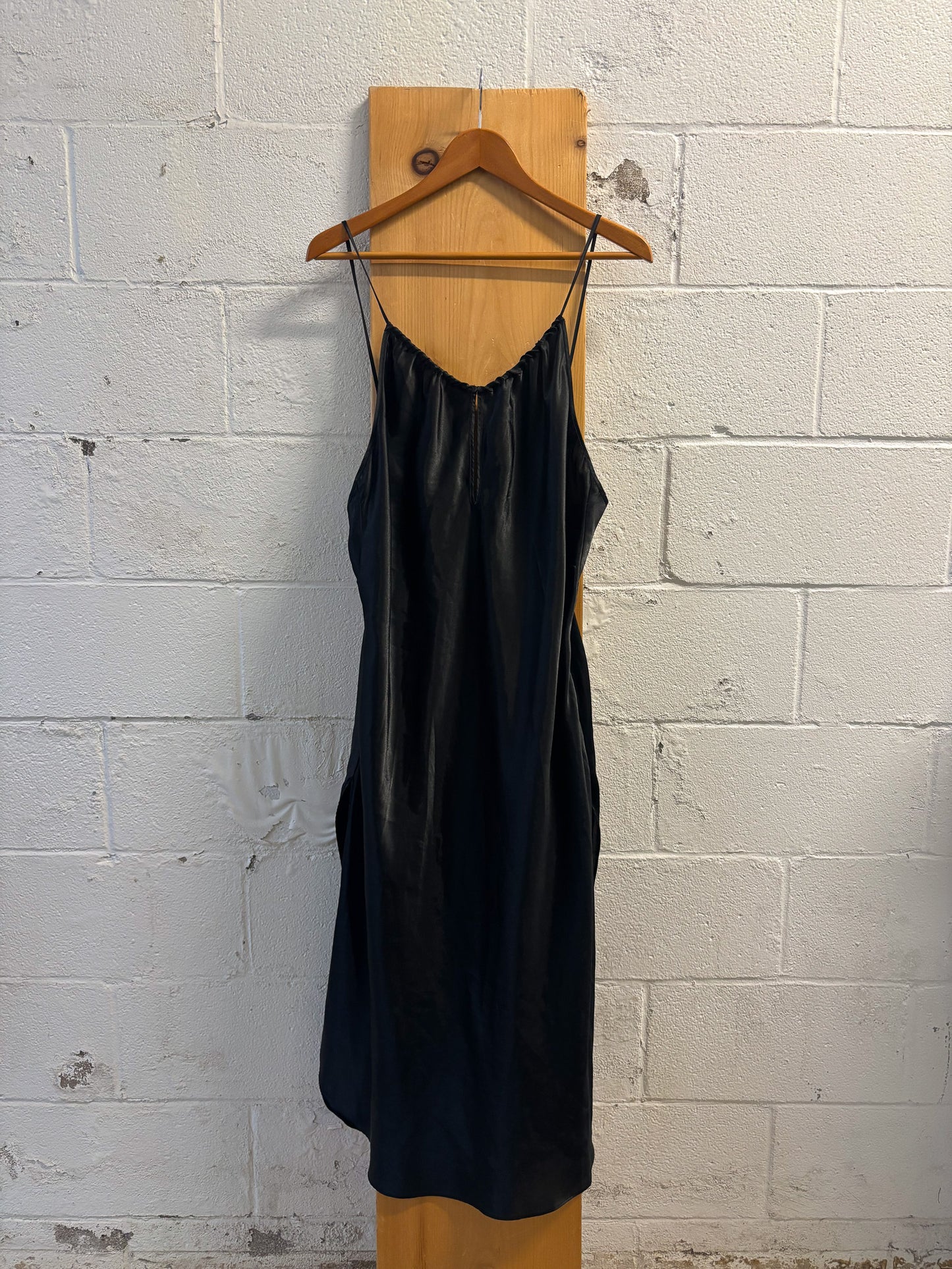 Black Satin Slip Dress : L