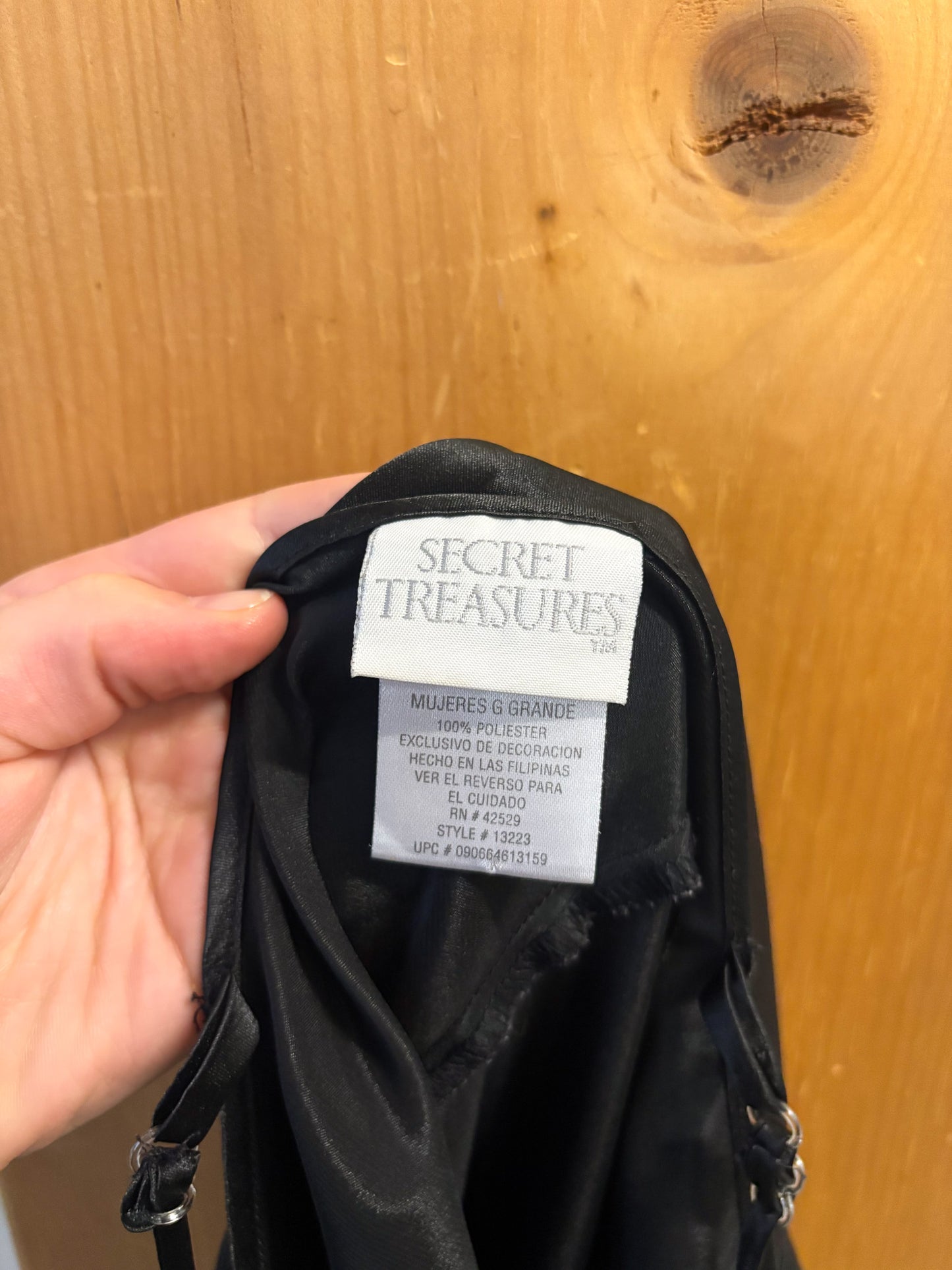 Black Satin Slip Dress : L