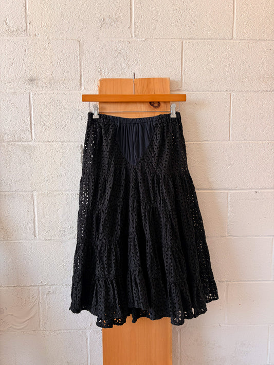 Black Eyelet Lace Skirt : 28"W