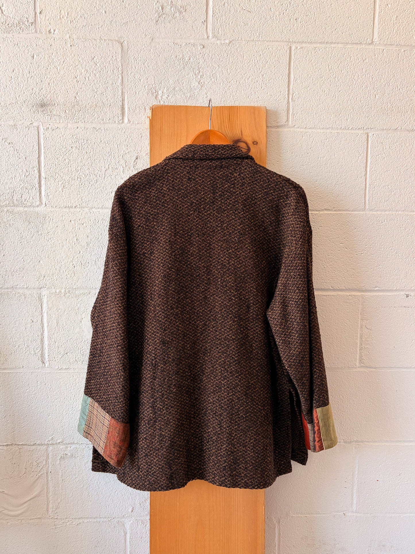 Funky Multi-Patterned Brown Wool Jacket : S