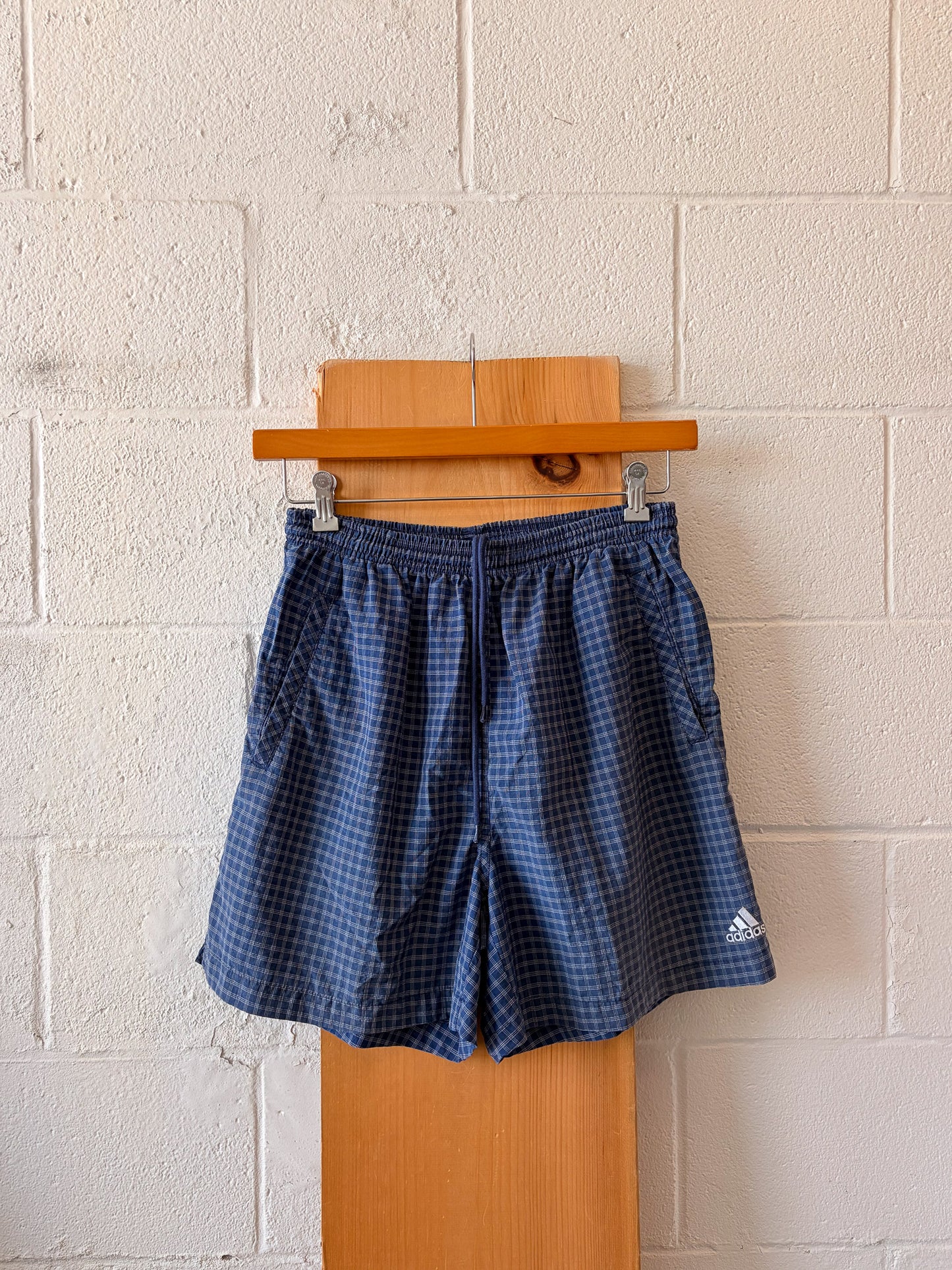 Vtg Adidas Plaid Blue Shorts : L
