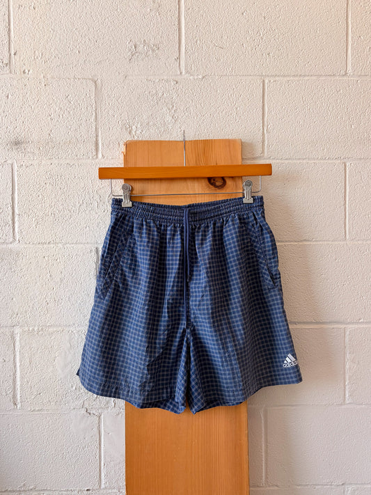 Vtg Adidas Plaid Blue Shorts : L