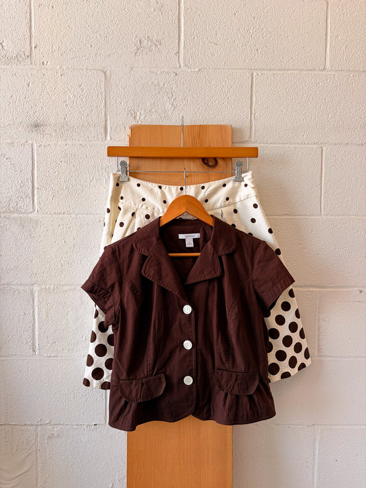 Brown & White Polka Dot Set : 12