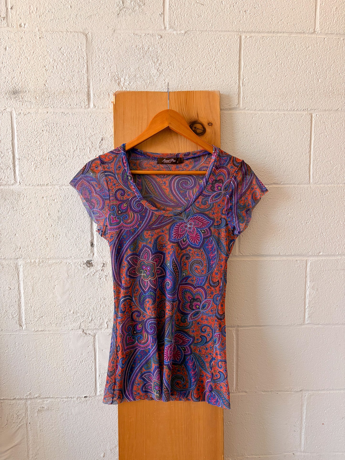 Colorful Micro Mesh Paisley Top : M