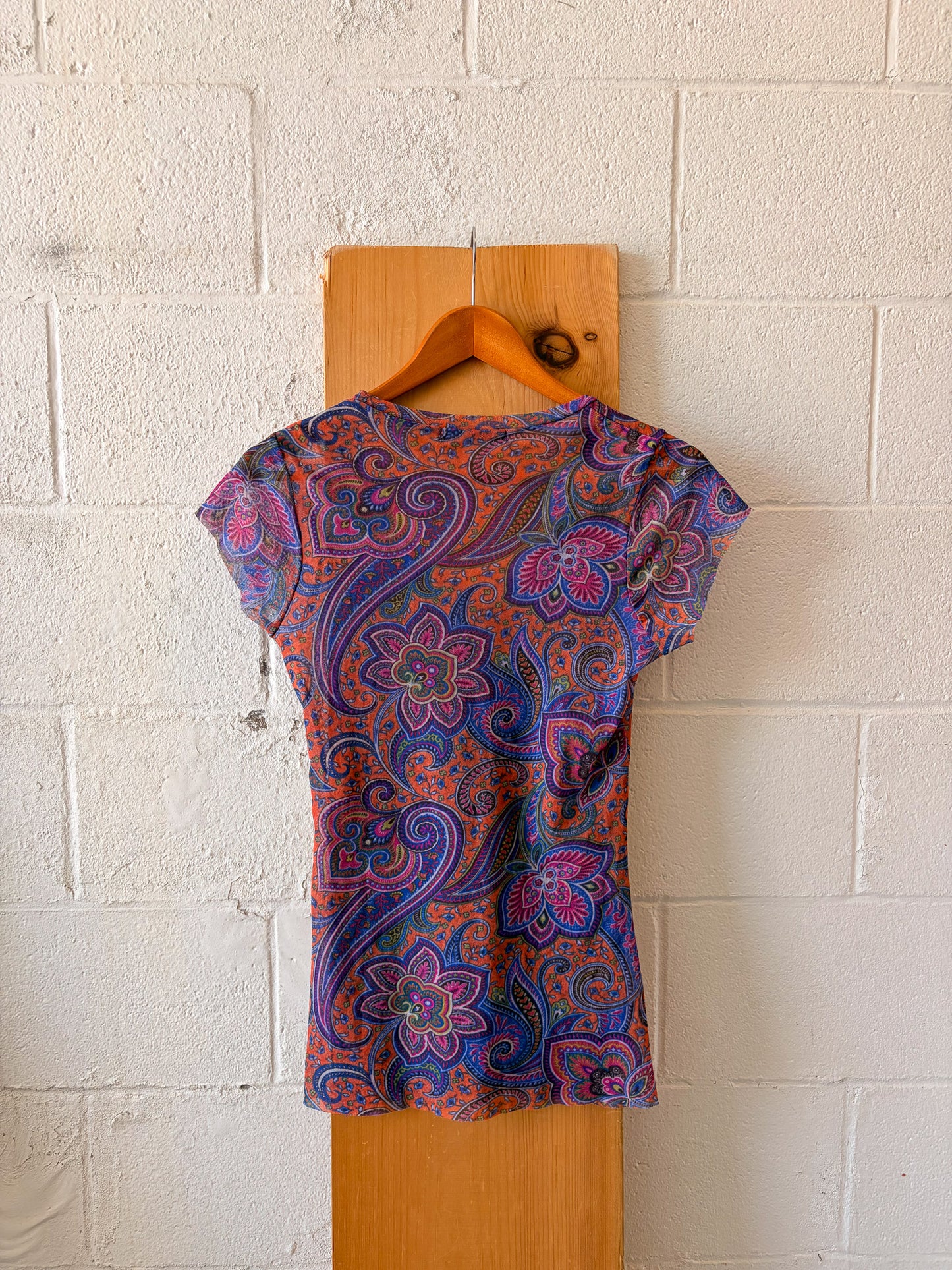 Colorful Micro Mesh Paisley Top : M