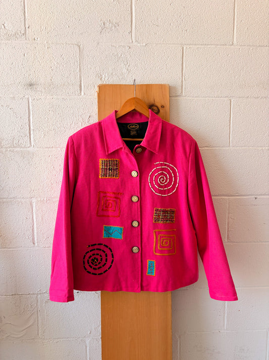 Pink Abstract Swirl Jacket : XL
