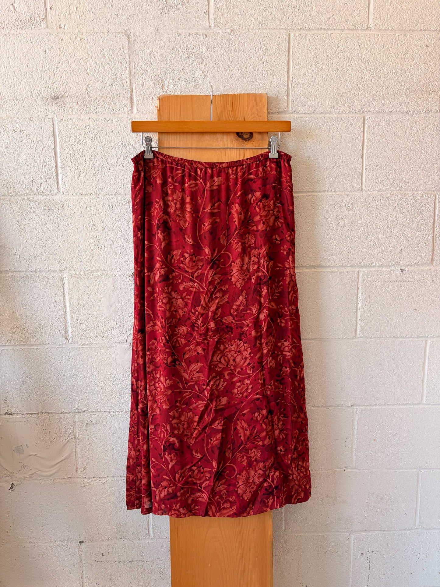 Vtg Red Floral Skirt : 6