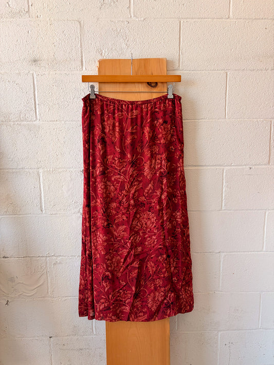 Vtg Red Floral Skirt : 6